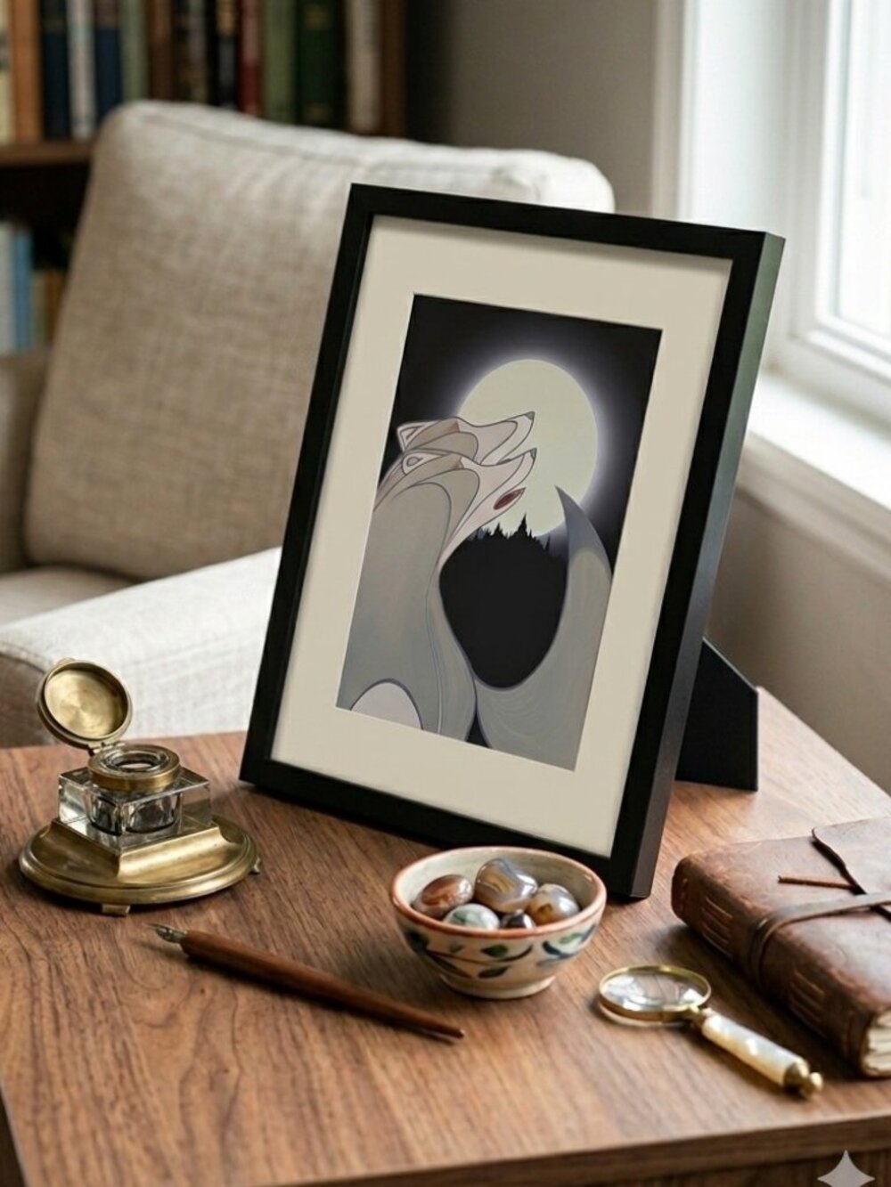 Rick Beaver Harmony Signed Framed Wolf Moon Art Print Canada